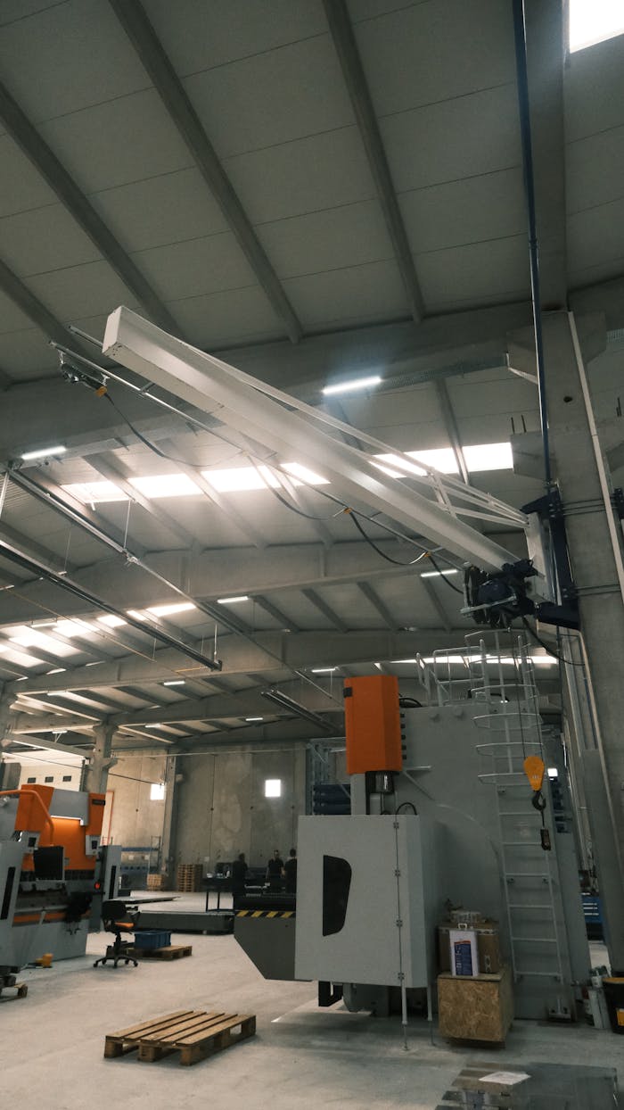 Interior view of industrial machinery in a modern factory in Konya, Türkiye.